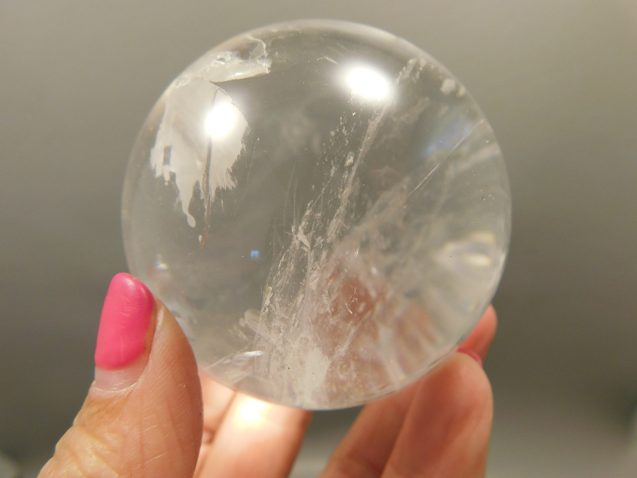 Clear Quartz Crystal Ball 2.6 inch 66 mm Stone Sphere Brazil #Ob76