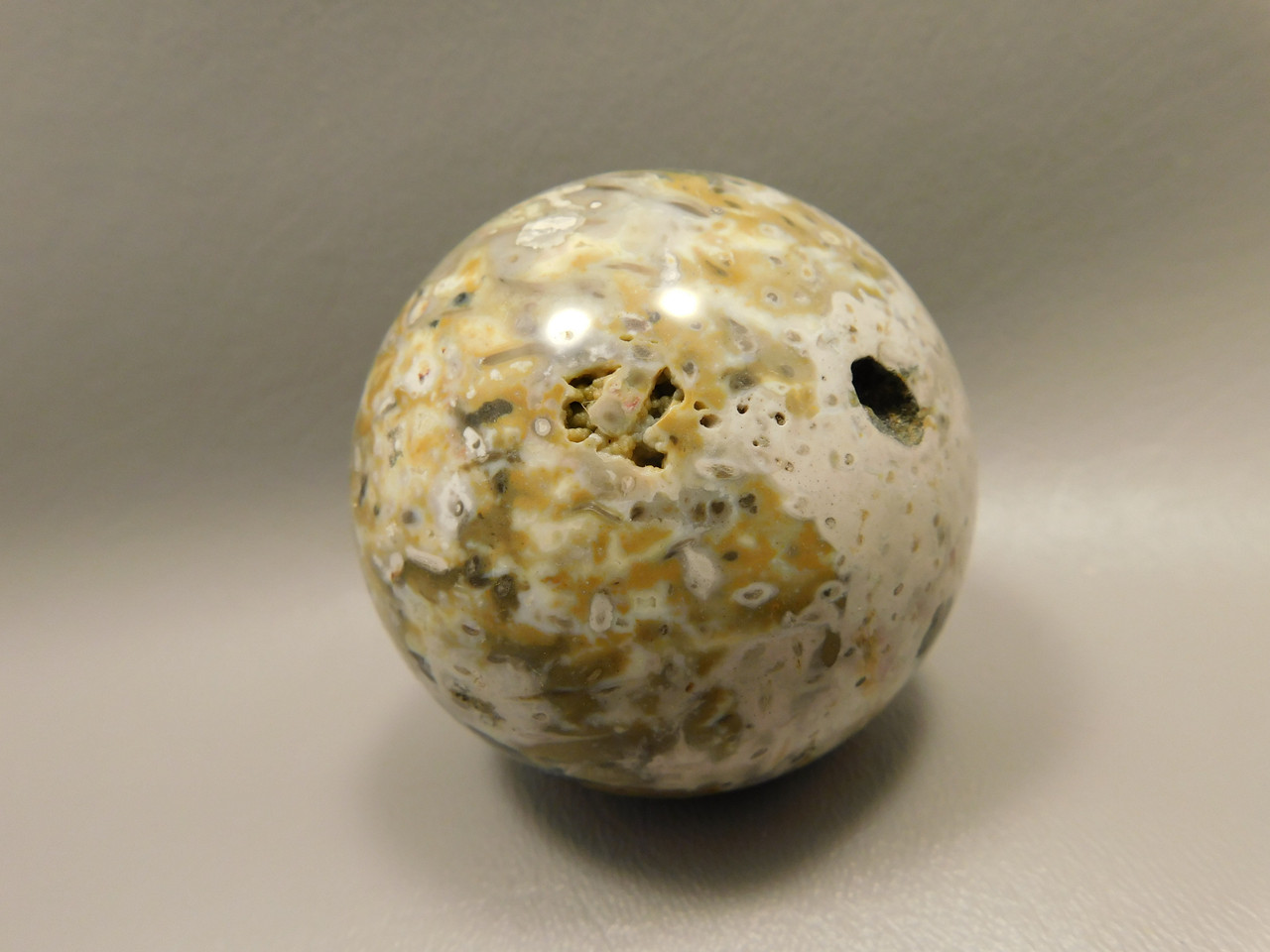 Petrified Palm Wood Sphere 2.4 inch Stone Fossil Indonesia #O25