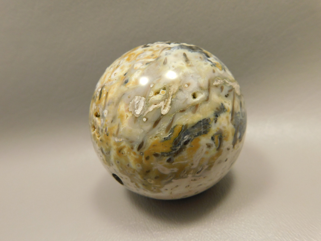 Petrified Palm Wood Sphere 2.4 inch Stone Fossil Indonesia #O25