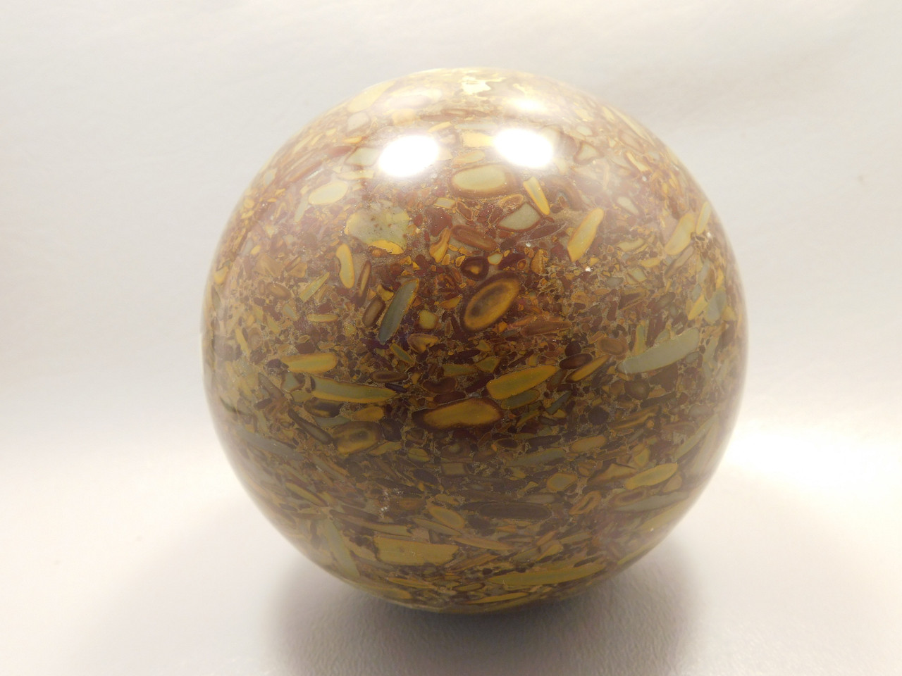 Bamboo Jasper Large Stone Sphere Carving 4.25 inch Gemstone Mineral Ball
