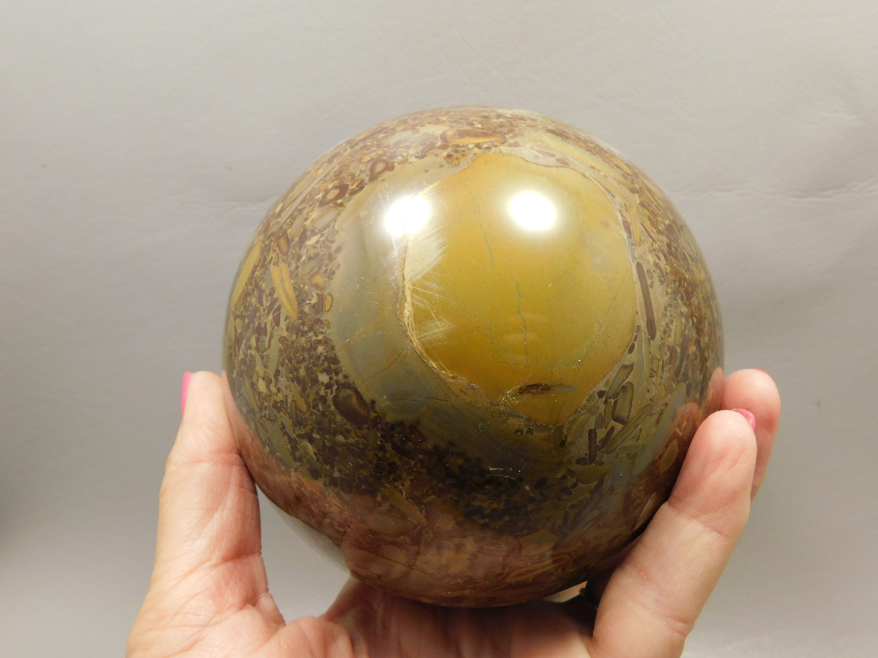 Bamboo Jasper Large Stone Sphere Carving 4.25 inch Gemstone Mineral Ball