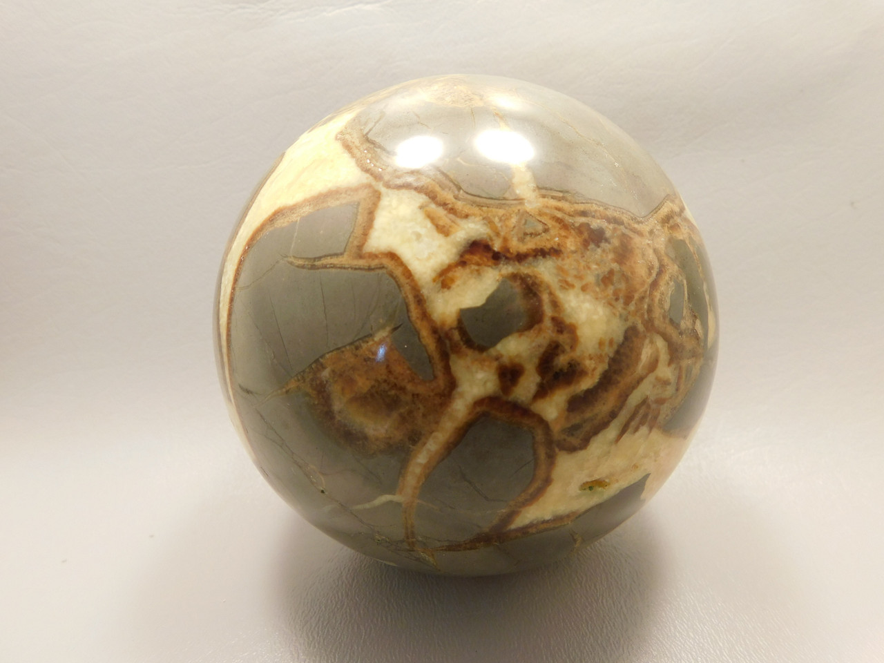 Septarian Nodule Stone 4 inch Sphere Ball Polished Rock Utah #OL1