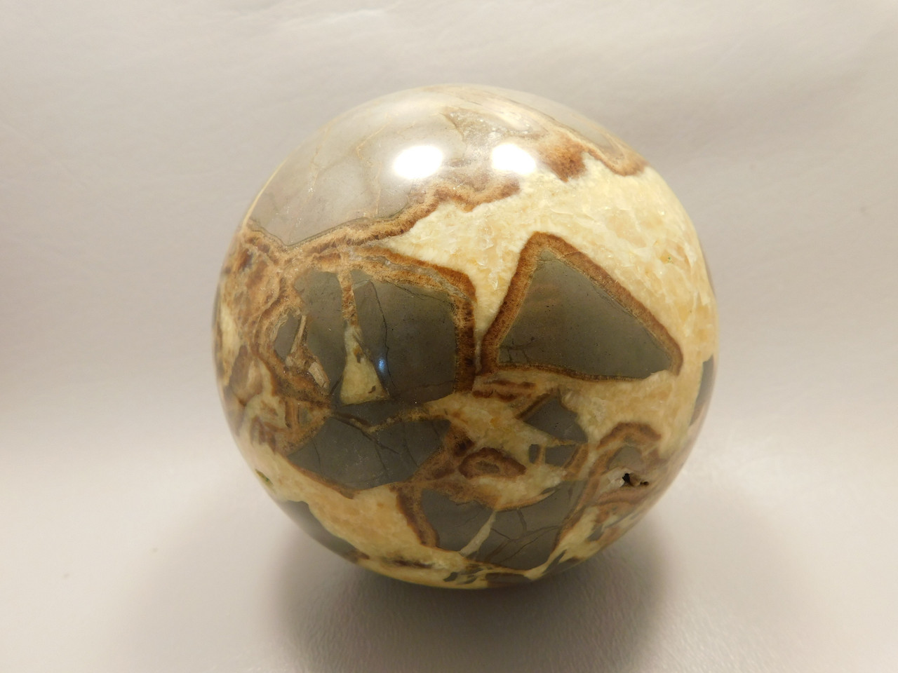Septarian Nodule Stone 4 inch Sphere Ball Polished Rock Utah #OL1