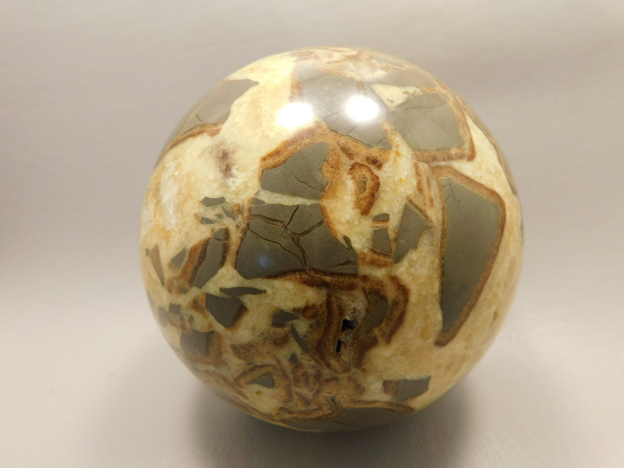 Septarian Nodule Stone 4 inch Sphere Ball Polished Rock Utah #OL1