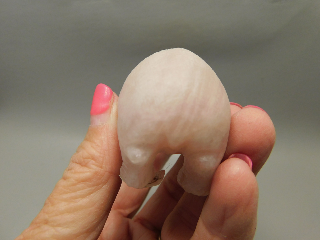 Hippopotamus Figurine Rose Quartz 3.2 inch Animal Carving #O381