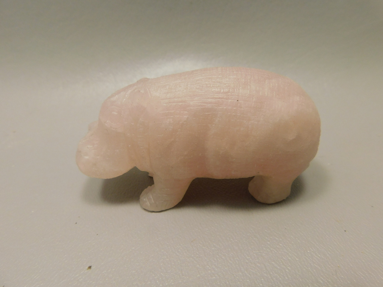Hippopotamus Figurine Rose Quartz 3.2 inch Animal Carving #O380