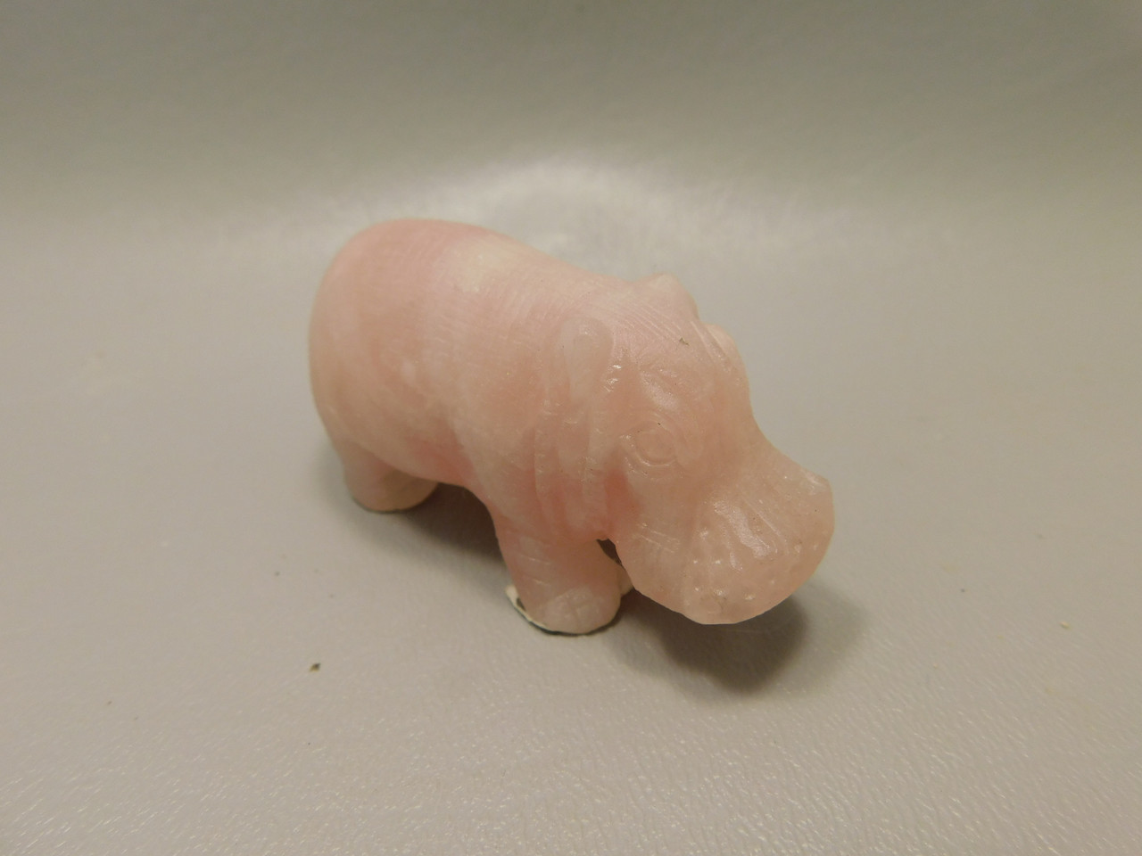 Hippopotamus Figurine Rose Quartz 3.2 inch Animal Carving #O377