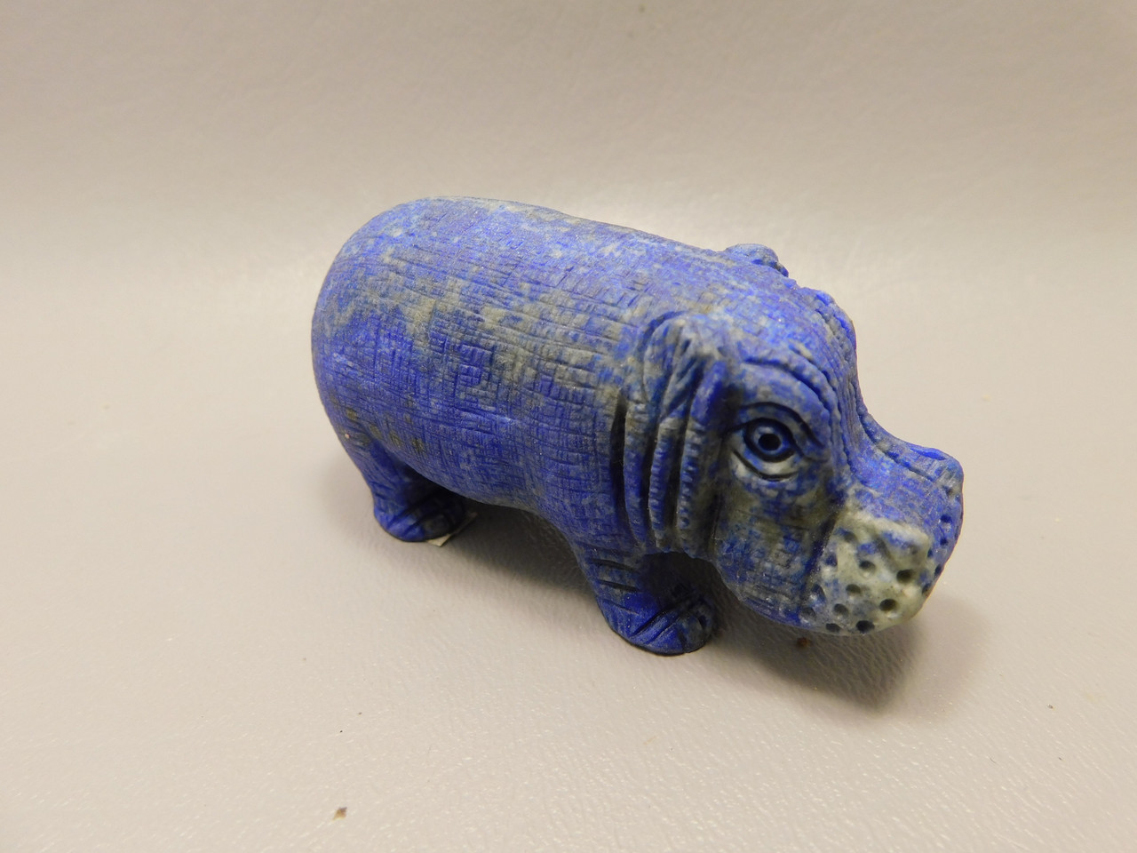 Hippopotamus Figurine Lapis Lazuli 3 inch Animal Carving #O2