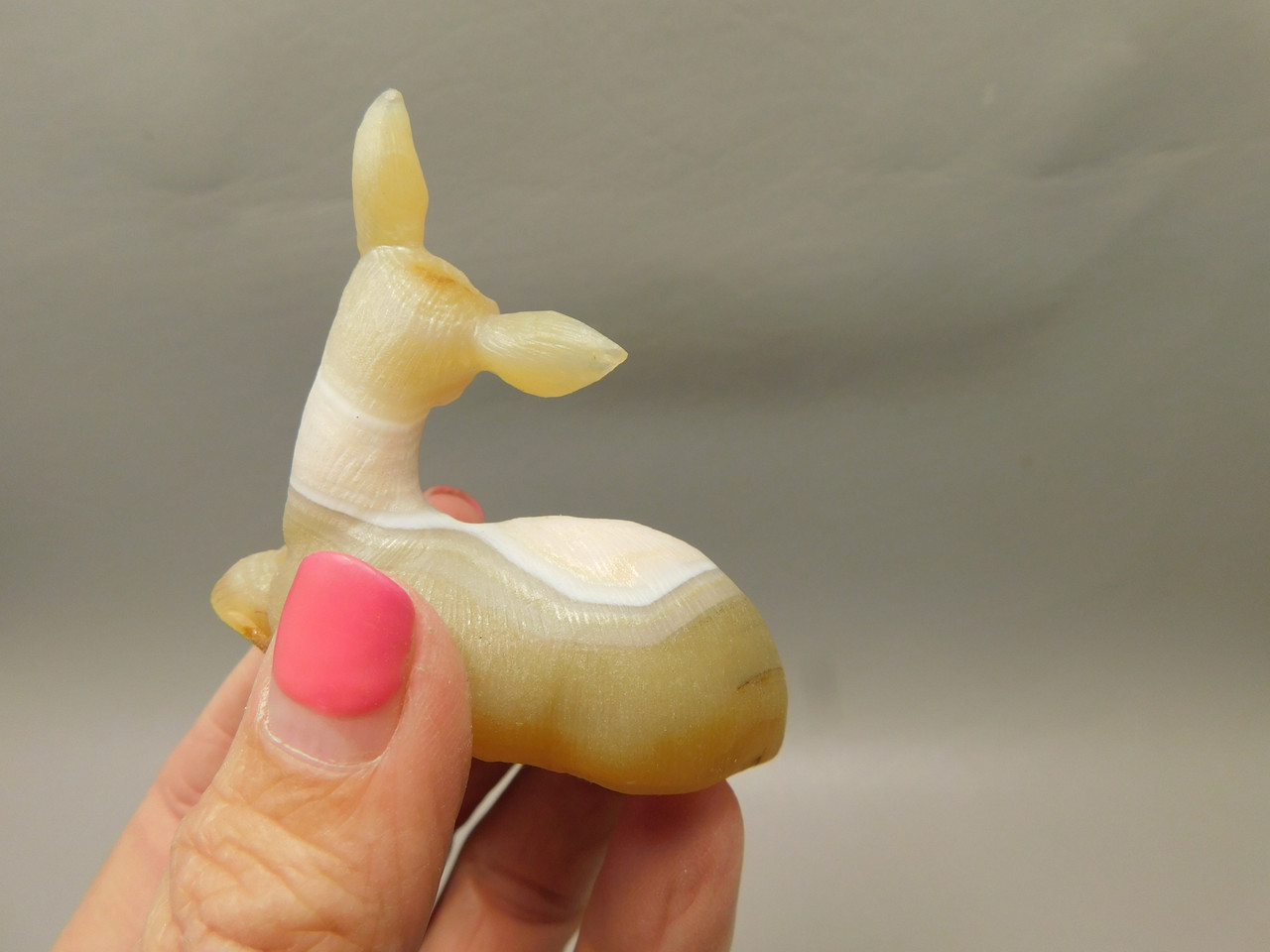 Deer Figurine Agate Gemstone Animal Carving #O1