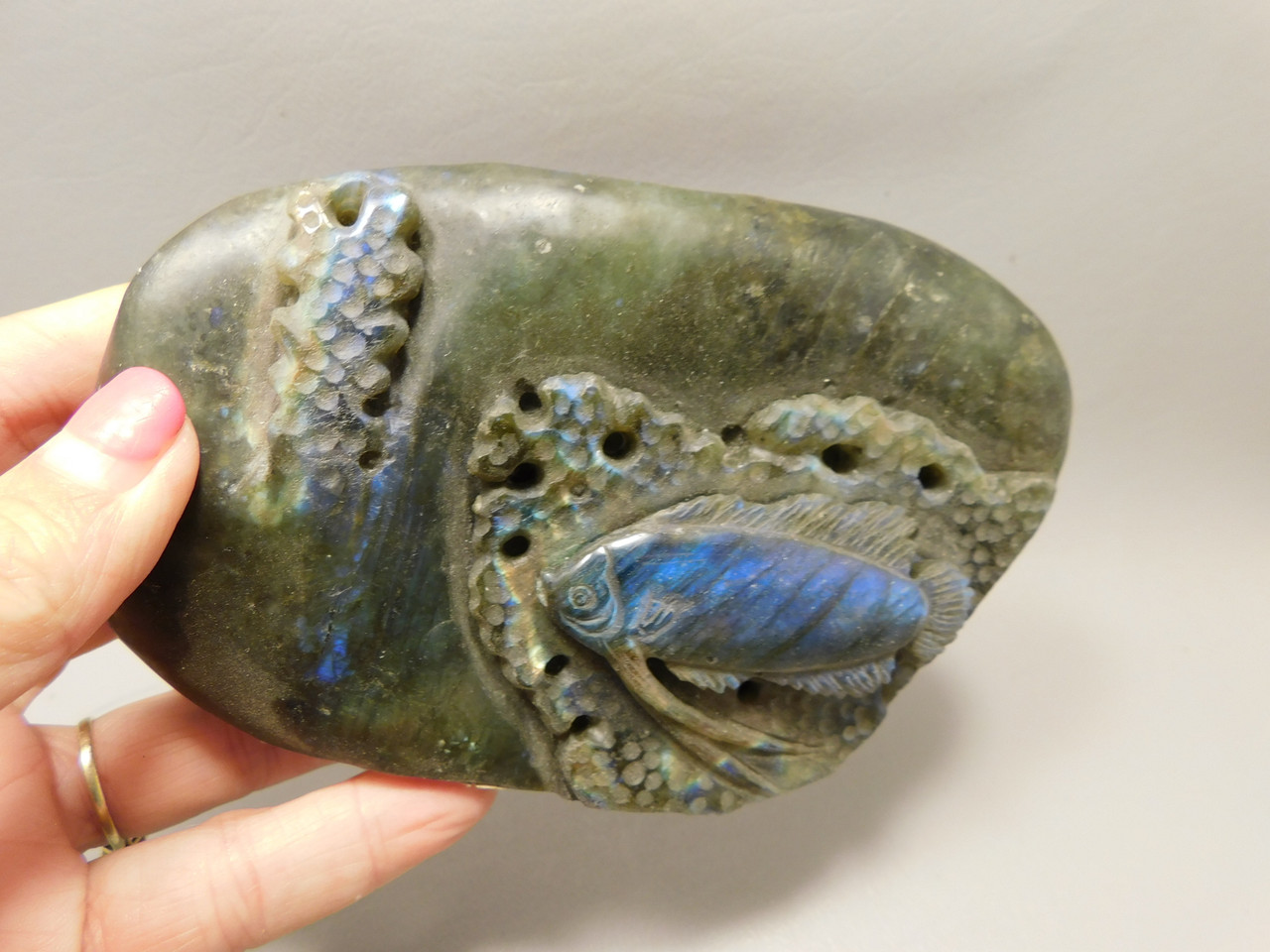Fish Labradorite Hand Carved 5.25 inch Gemstone Animal #O243