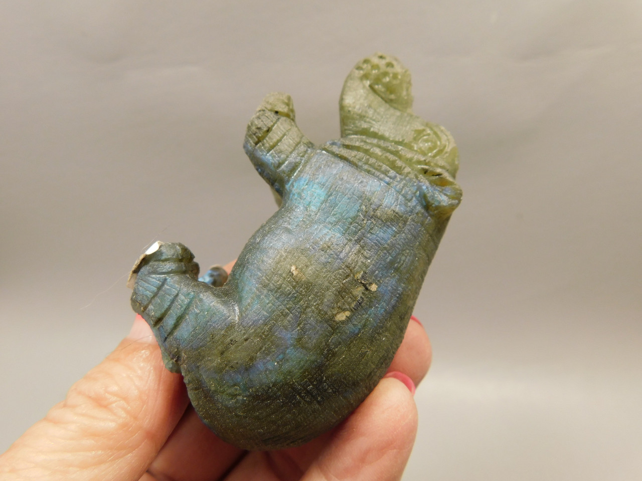 Hippopotamus Figurine Labradorite Carved 3 inch Stone Animal #O2