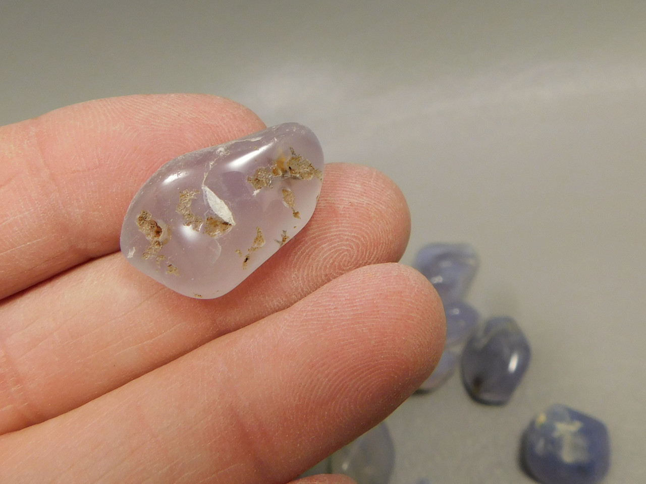 Holley Blue Agate Small Tumbled Polished Stone Chalcedony Rock