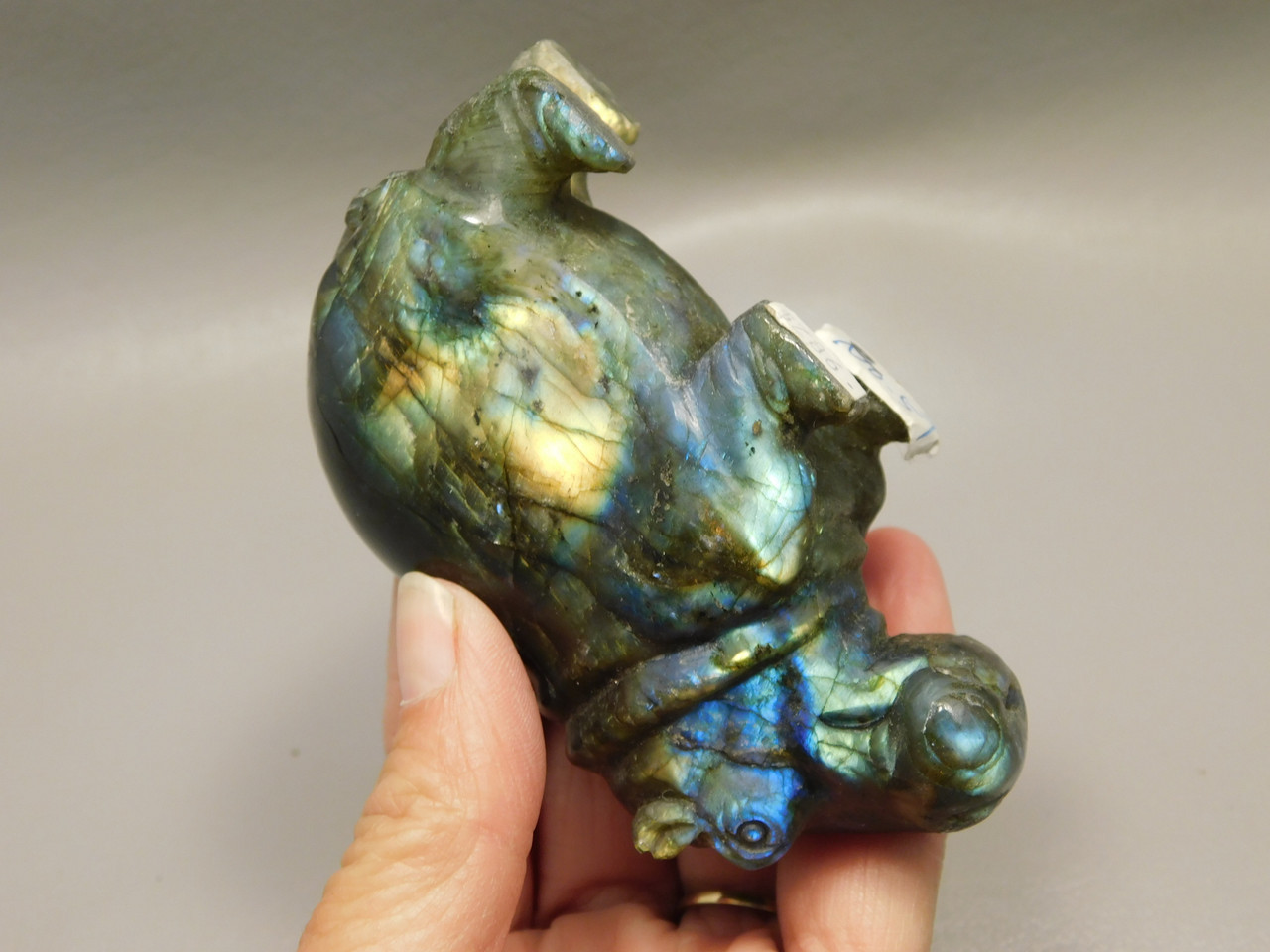 Hippopotamus Figurine Labradorite Hand Carved 3.5 inch Stone Animal #O57