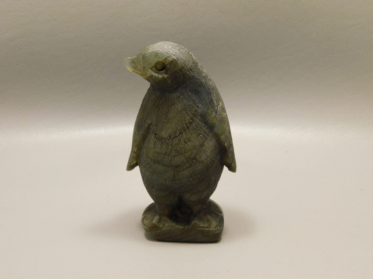 Penguin Figurine Labradorite 3.25 inch Gemstone Animal Carving #O4