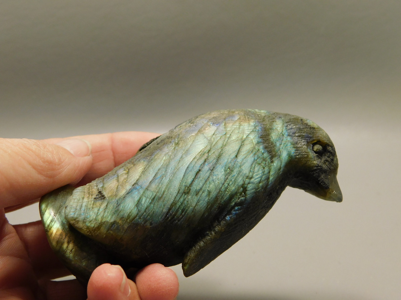 Penguin Figurine Labradorite 3.25 inch Gemstone Animal Carving #O4