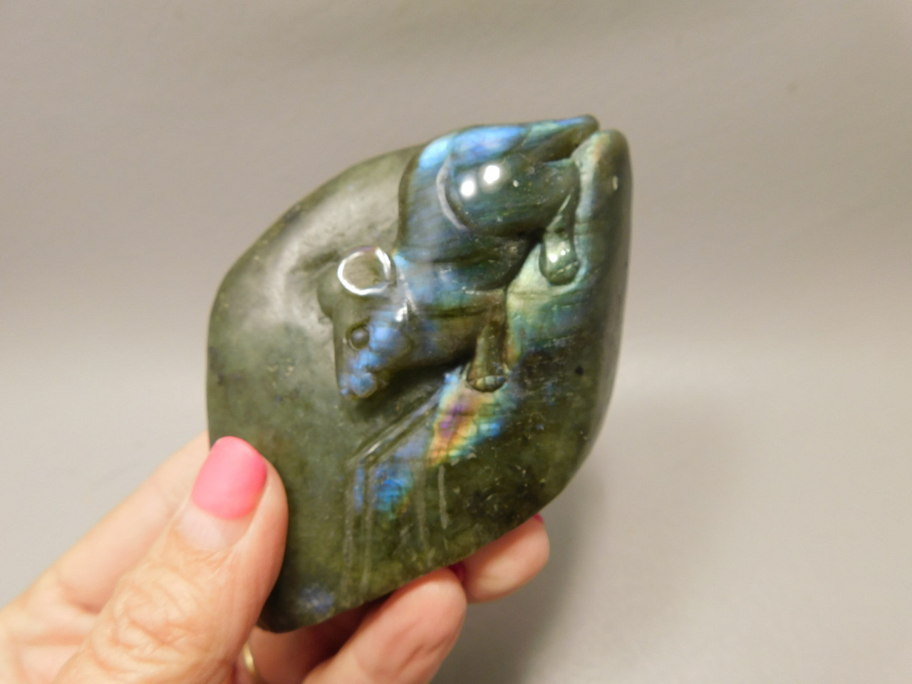 Mouse Labradorite Hand Carved 3.5 inch Gemstone Animal #O331