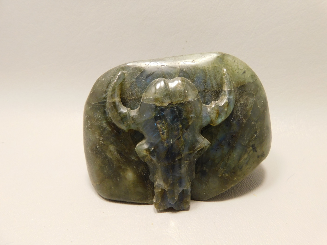 Steer Skull Western Decor Cow Labradorite Stone 3.4 inch Cowboy #O106