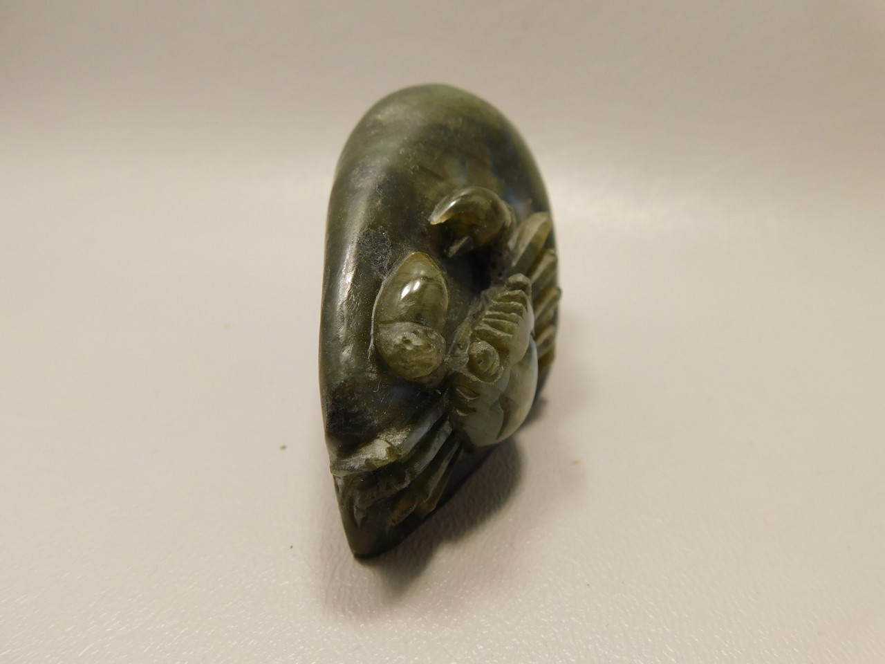 Crab Figurine Labradorite Stone Animal 3.2 inch Carving #O332