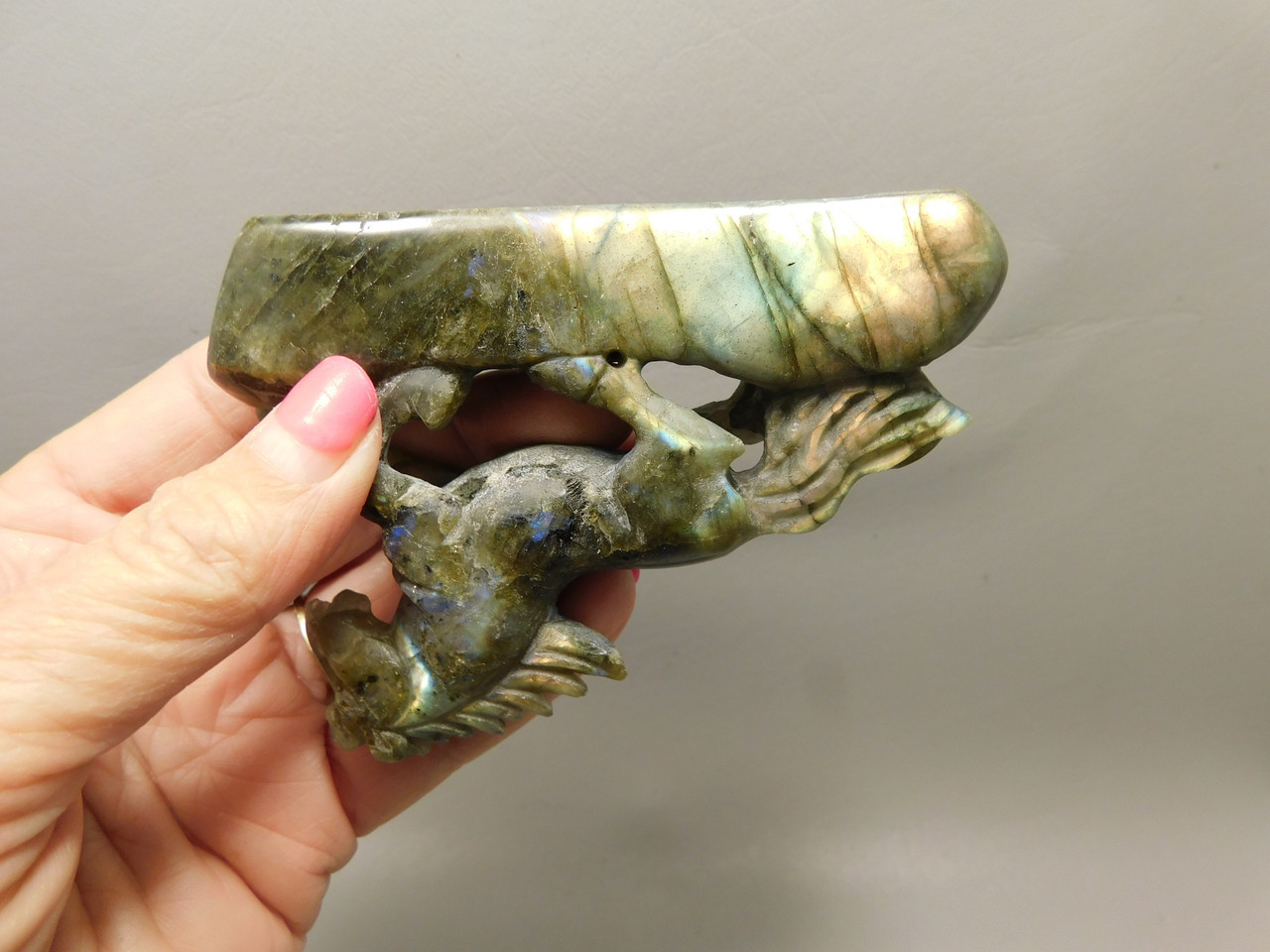 Horse Figurine Labradorite Gemstone Animal Stone Carving #O318