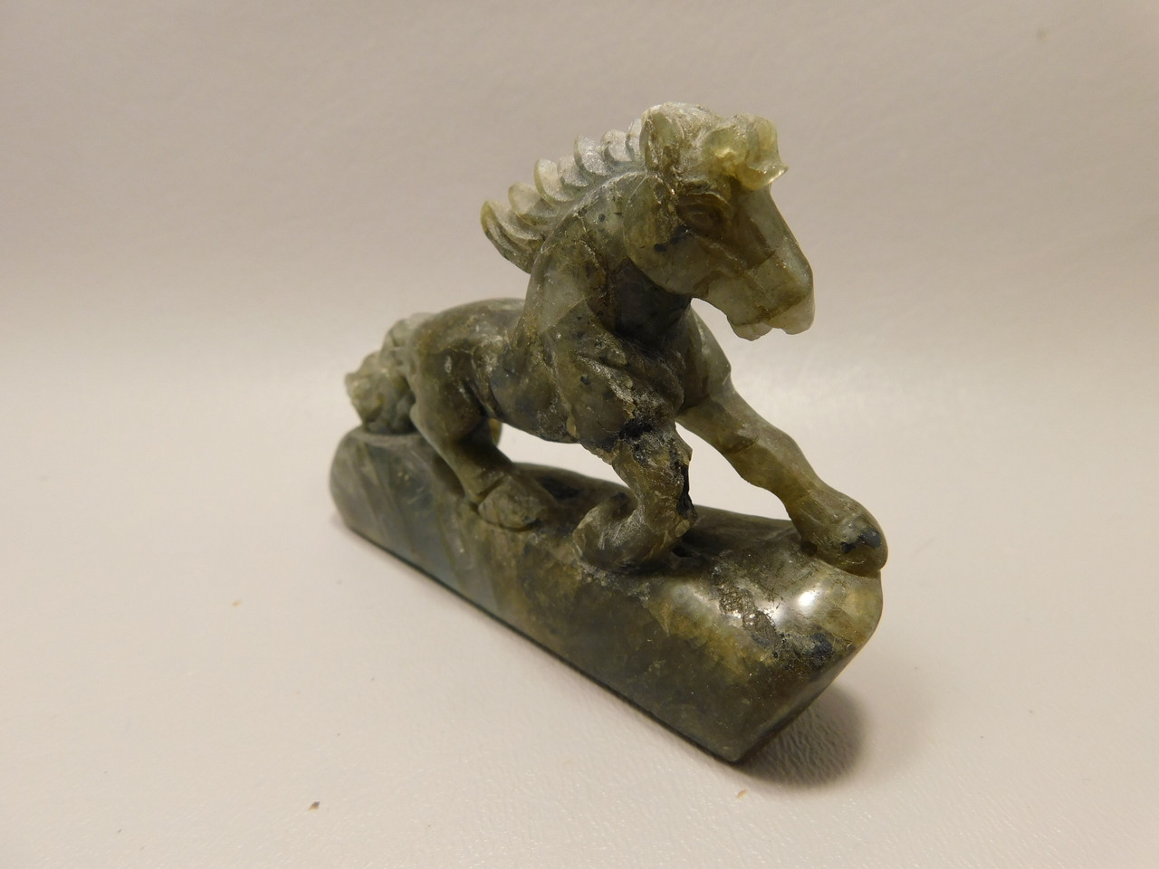 Horse Figurine Labradorite Gemstone Animal Stone Carving #O318