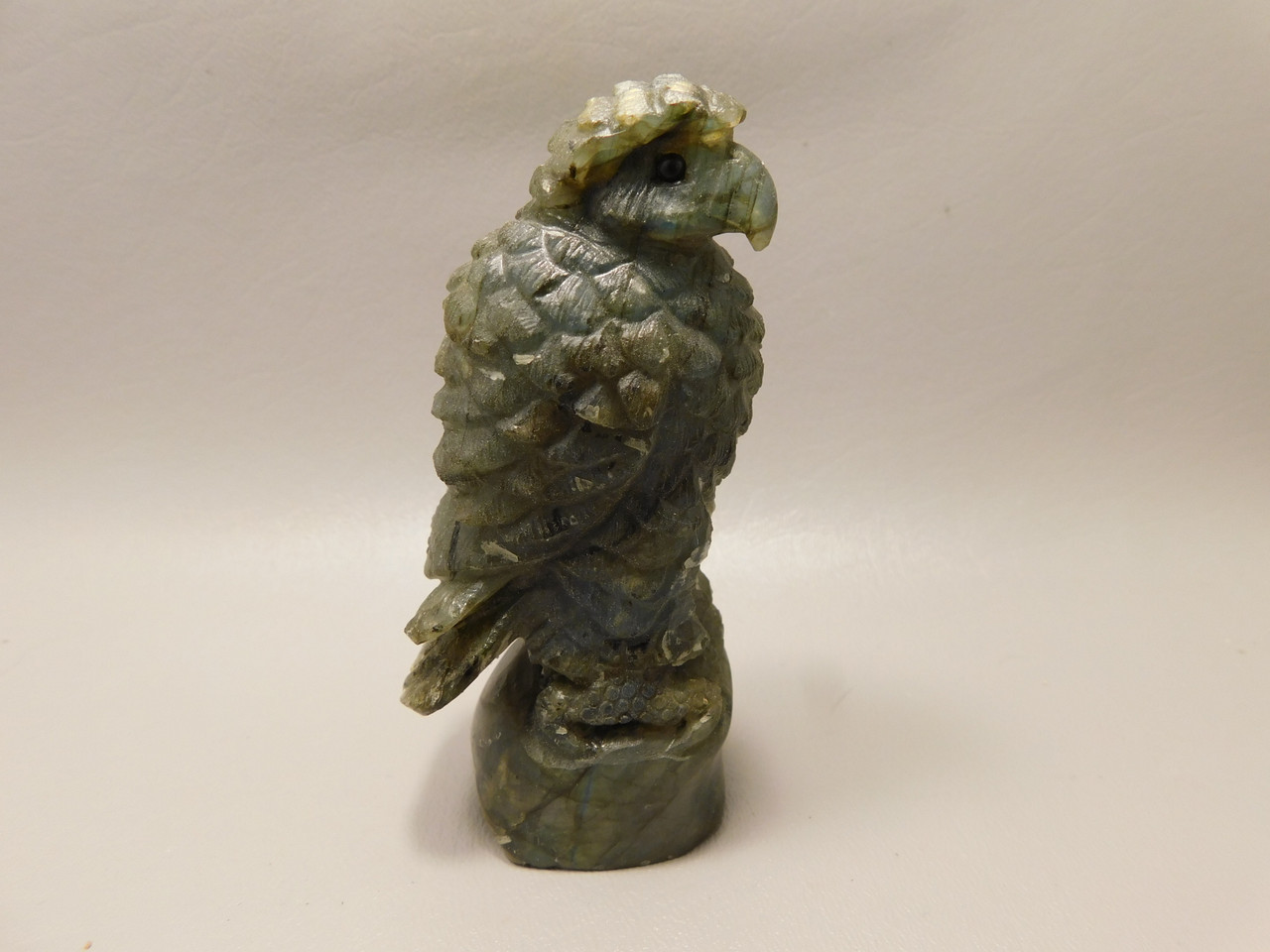 Eagle Figurine Animal Carving 4.2 inch Labradorite Stone #O1