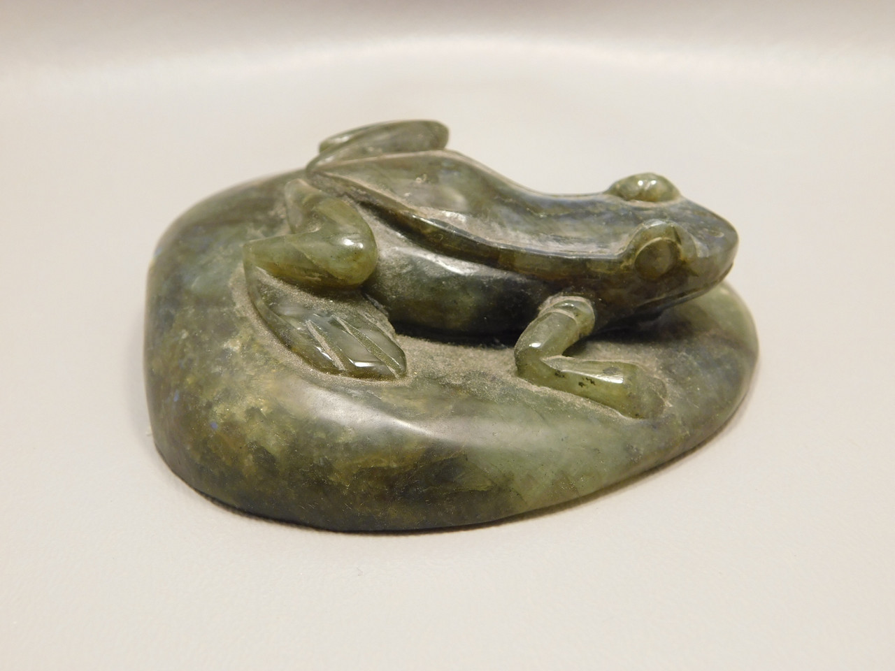 Frog Figurine Labradorite Carved Rock 3.25 inch Stone Animal #O68