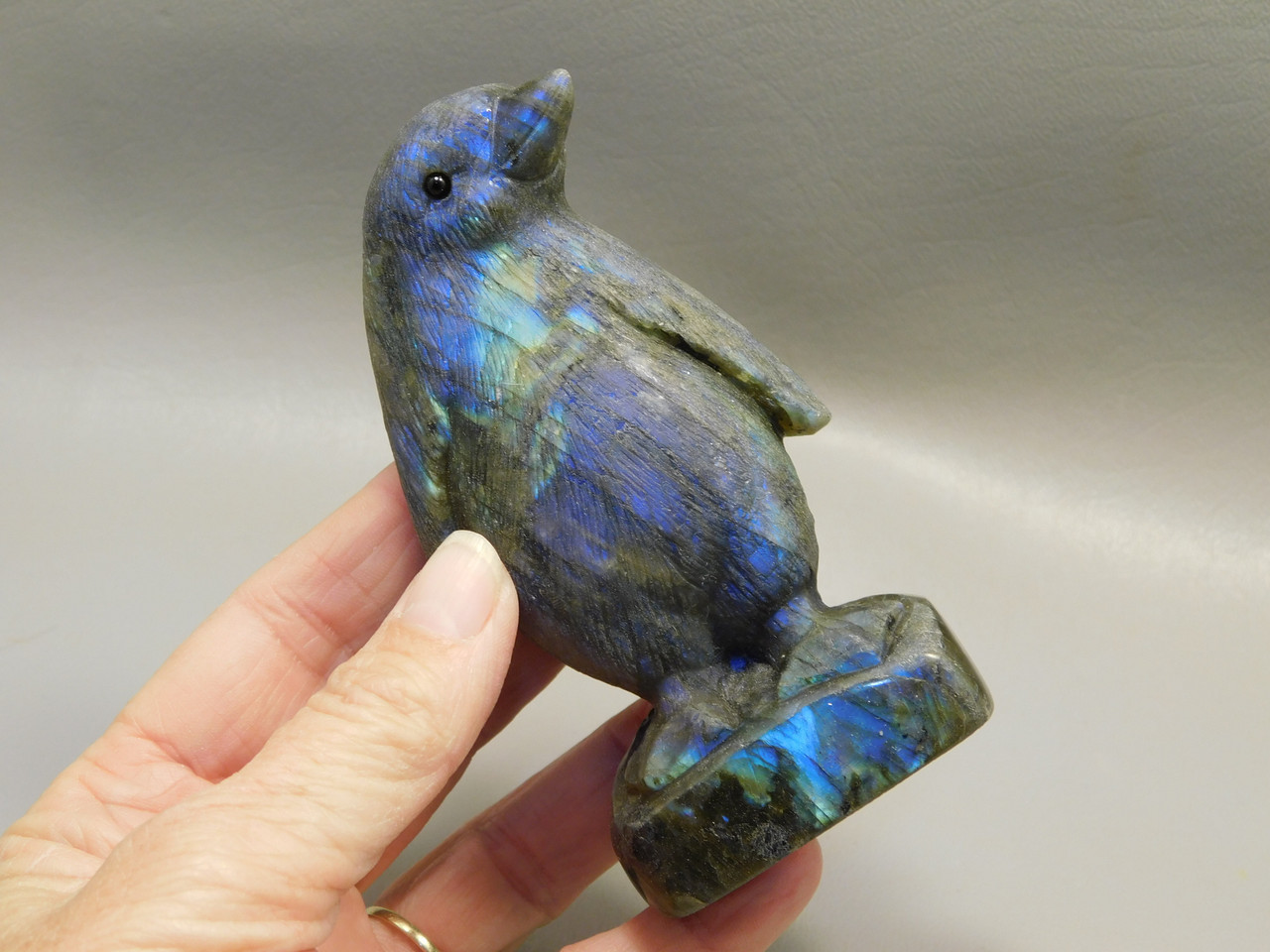 Penguin Figurine Labradorite 4 inch Gemstone Animal Carving #O80