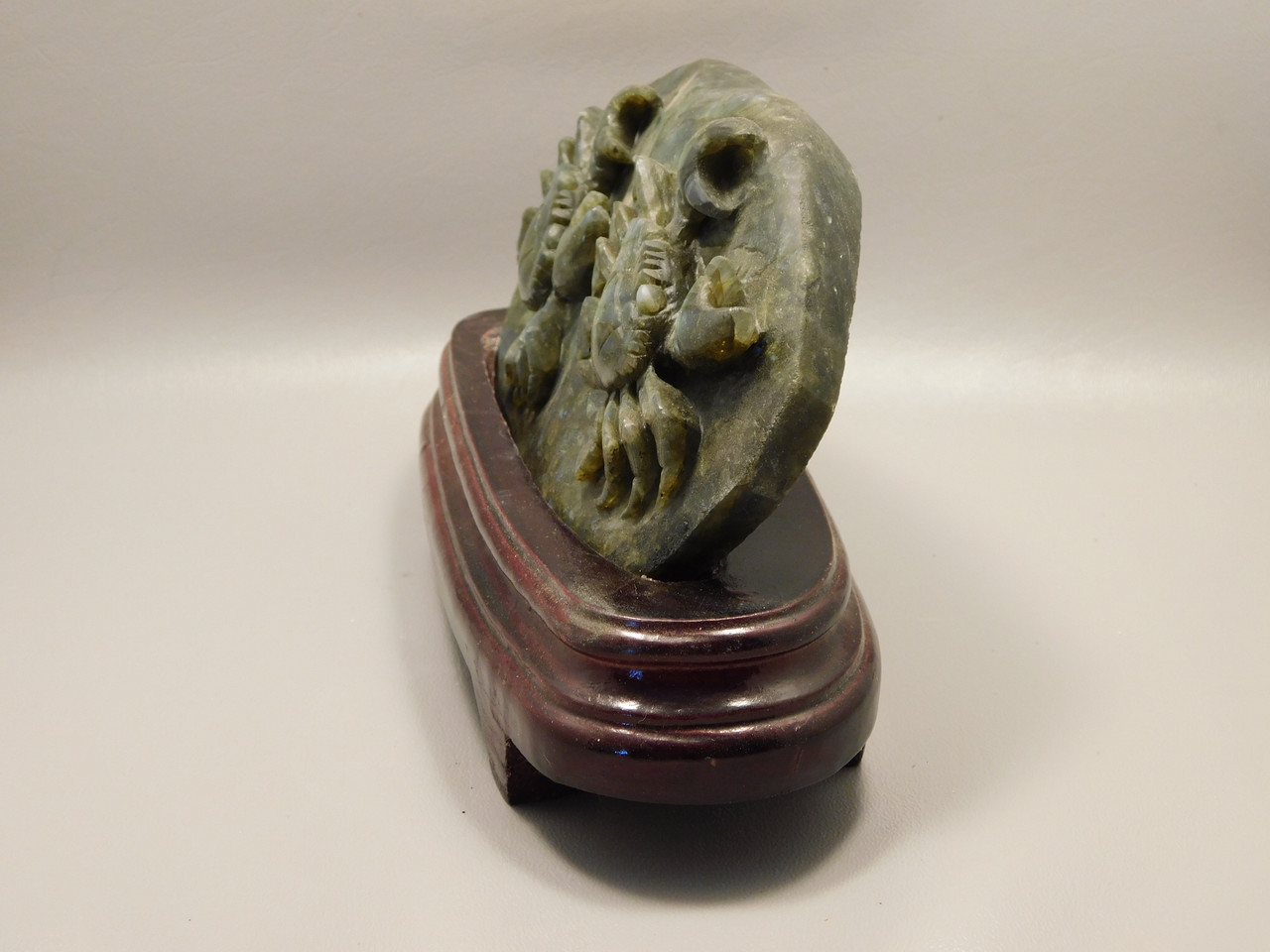 Crabs  Figurine Labradorite Stone Animal 8.5 inch Carving Cancer #O34