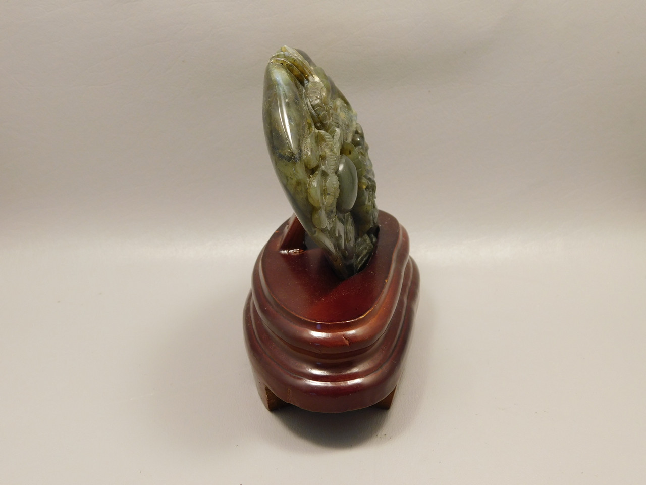 Dragon Labradorite Chinese Decor Hand-Carved Stone Carving #O355