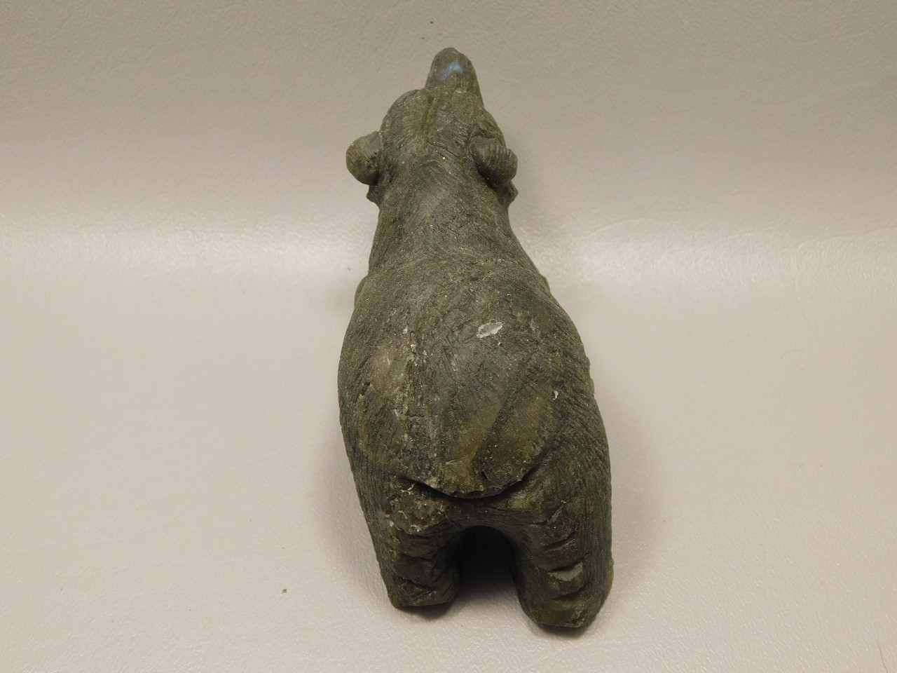 Bear Figurine Labradorite 4.5 inch Animal Stone Carving #O187