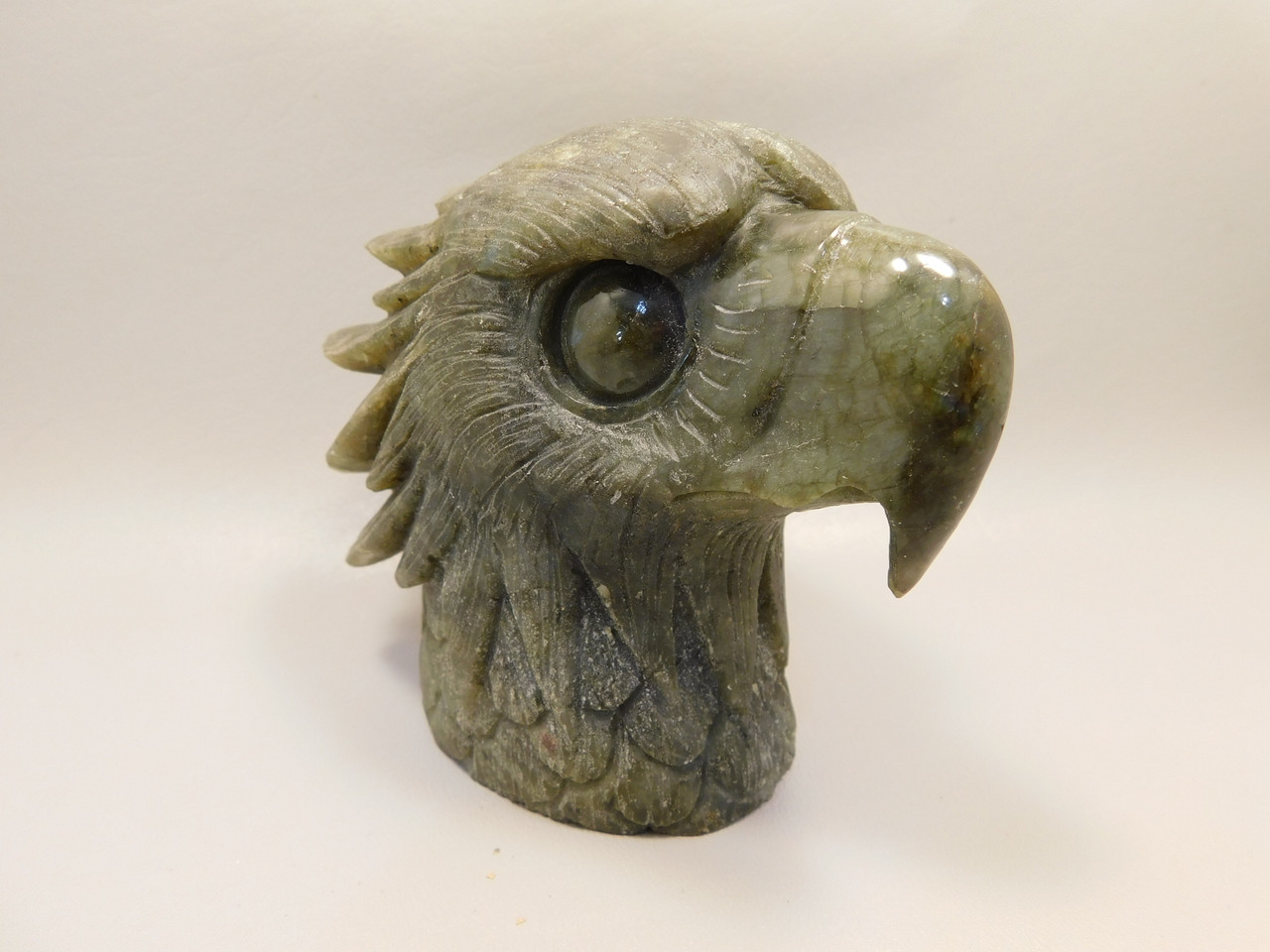 Eagle Head Figurine Bird Carving 4 inch Labradorite Gemstone #O10