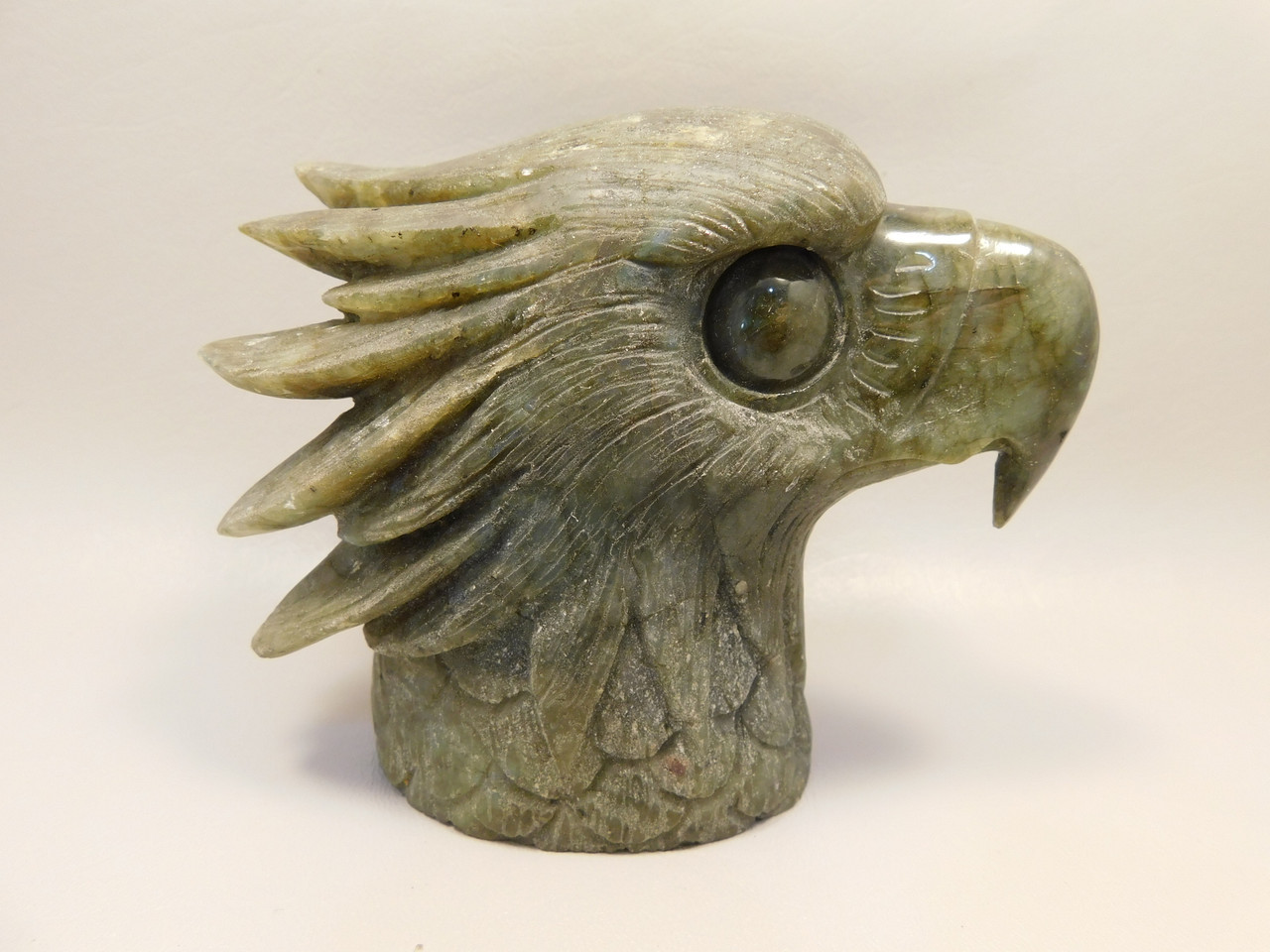 Eagle Head Figurine Bird Carving 4 inch Labradorite Gemstone #O10