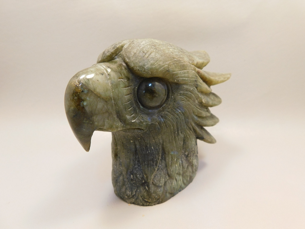 Eagle Head Figurine Bird Carving 4 inch Labradorite Gemstone #O10