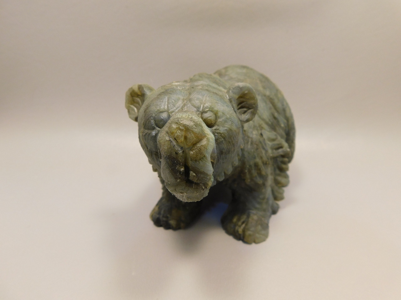 Bear Figurine Labradorite 5.5 inch Animal Stone Carving #O442