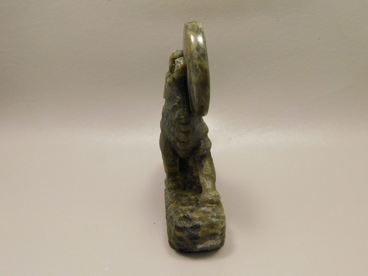 Howling Wolf Moon Figurine Labradorite 4 inch Coyote Carving #O66