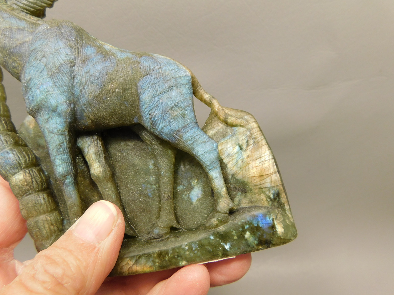Giraffe Figurine Labradorite 5 inch Animal Gemstone Carving #O201