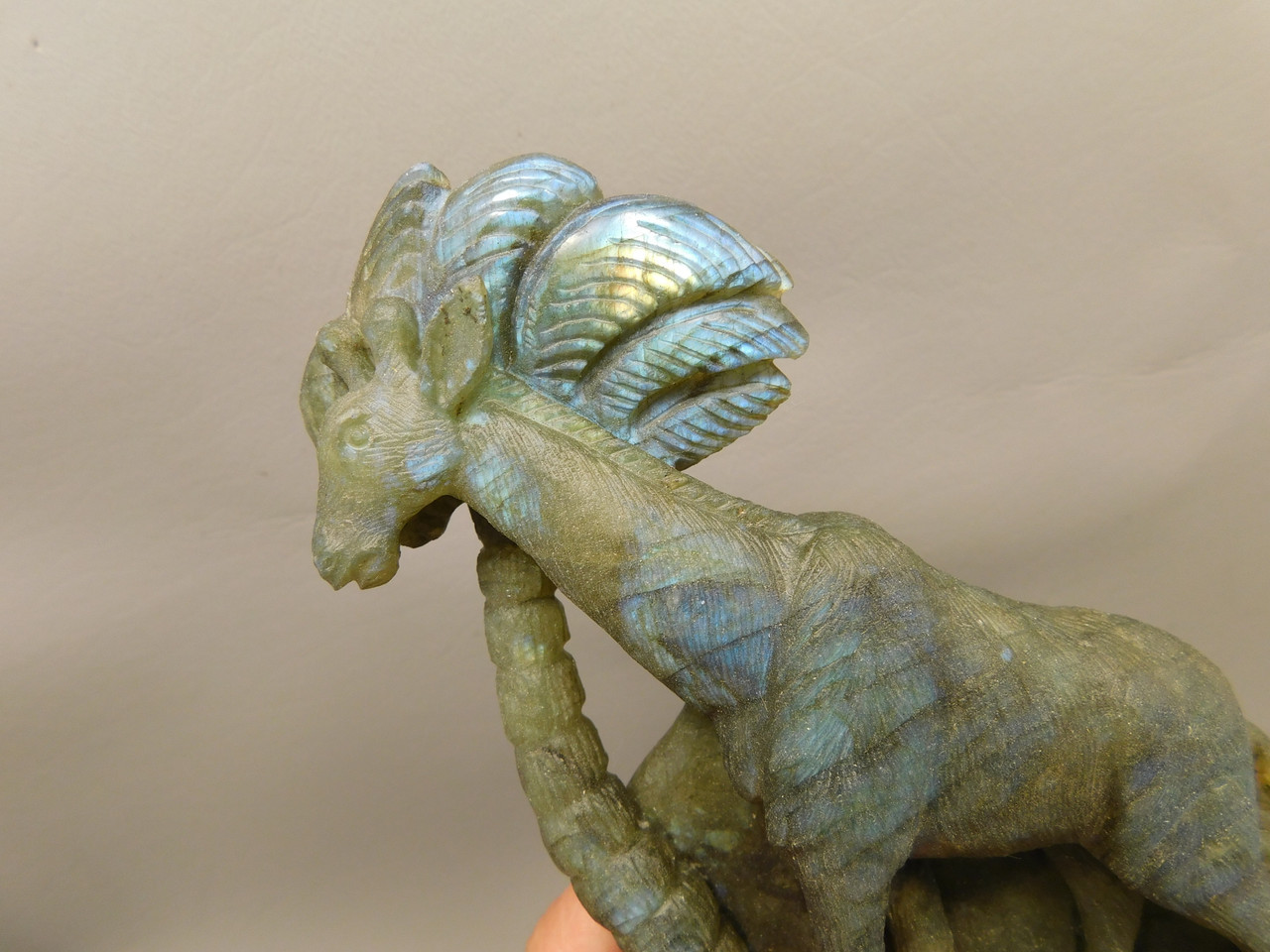 Giraffe Figurine Labradorite 5 inch Animal Gemstone Carving #O201