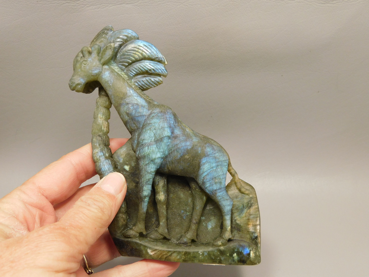 Giraffe Figurine Labradorite 5 inch Animal Gemstone Carving #O201
