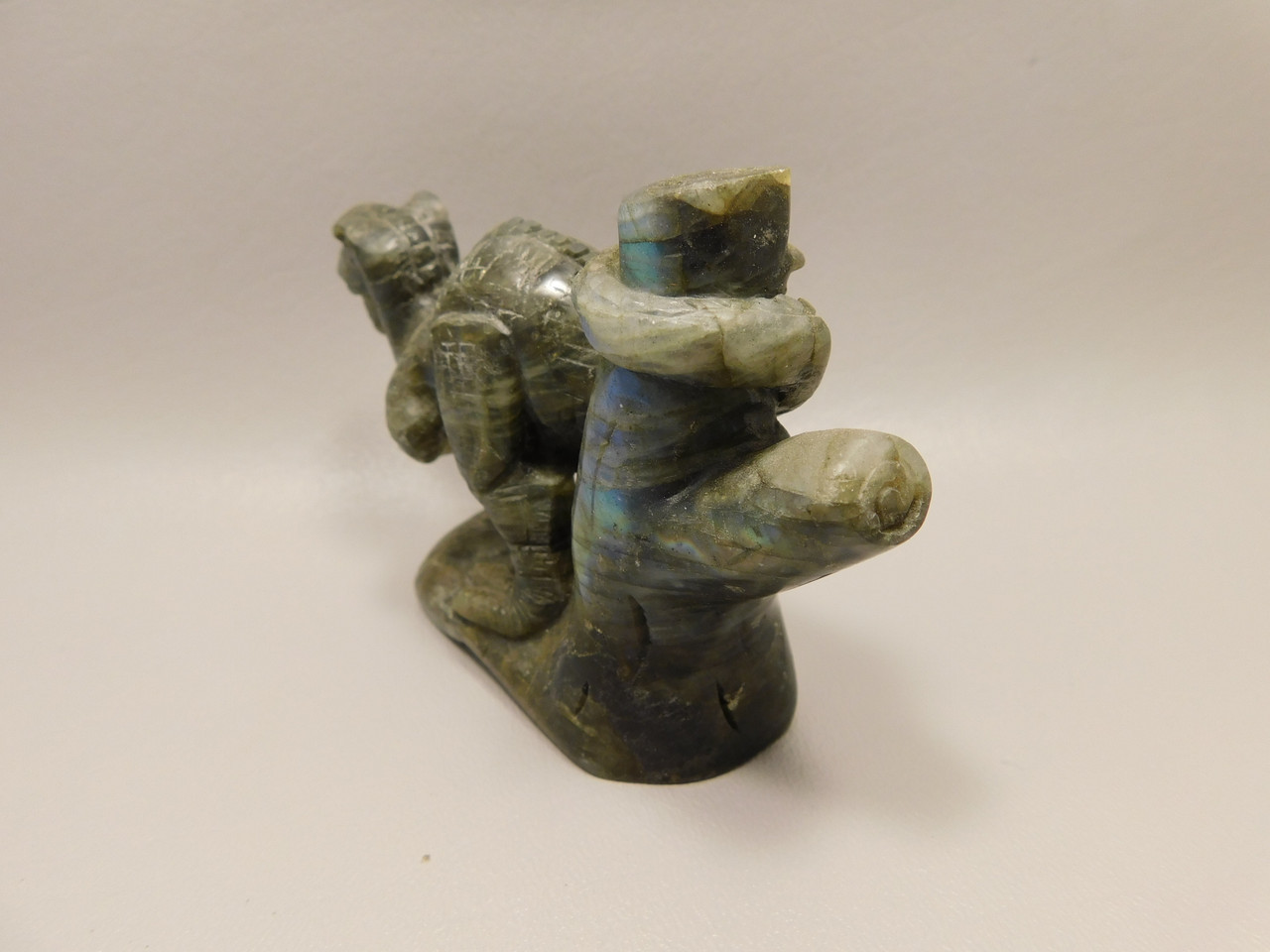 Dinosaur Carving Figurine Labradorite 4.5 inch Carved Tyrannosaurus Rex #O24