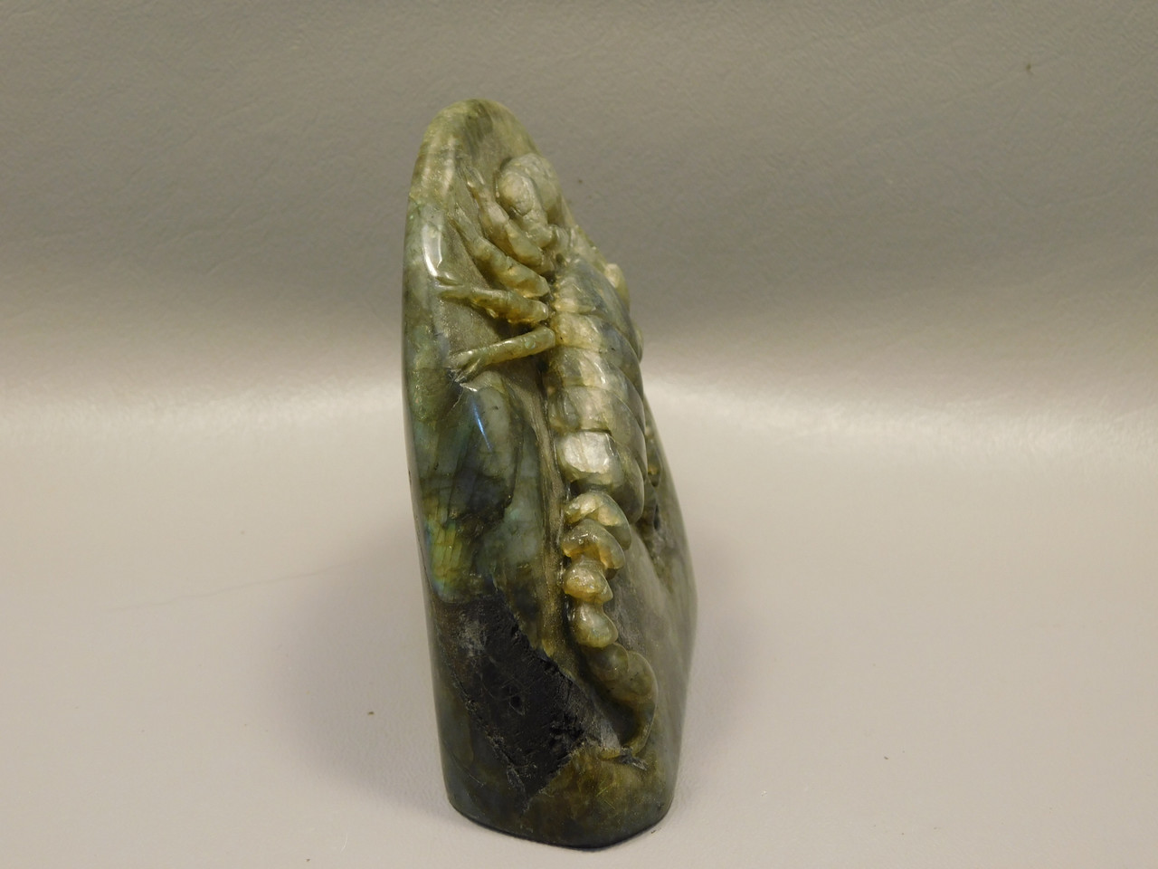 Scorpion Carving Figurine Animal Labradorite Hand Carved Rock #O233