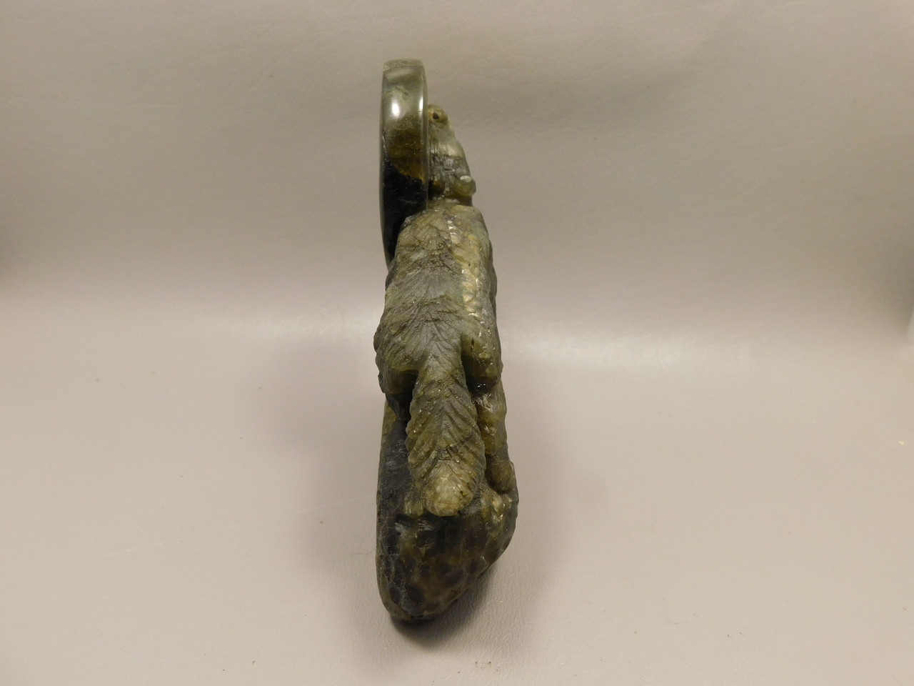 Wolf Figurine Labradorite Stone Animal 4.8 inch Coyote Carving #O204