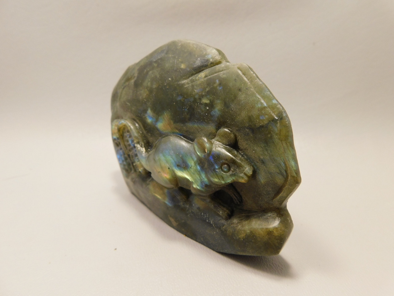Mouse Labradorite Hand Carved 4.7 inch Gemstone Animal #O154