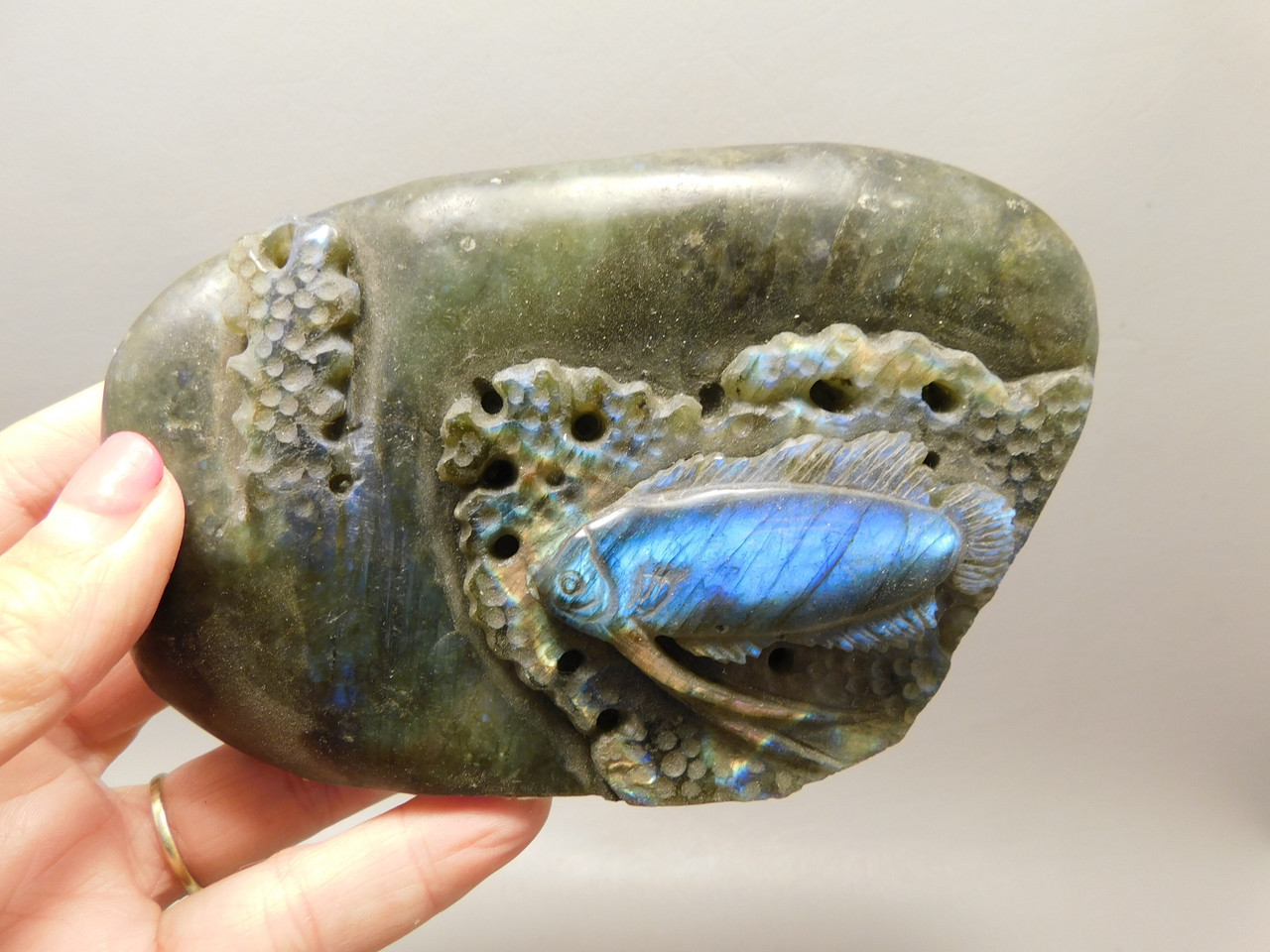 Fish Labradorite Hand Carved 5.25 inch Gemstone Animal #O243