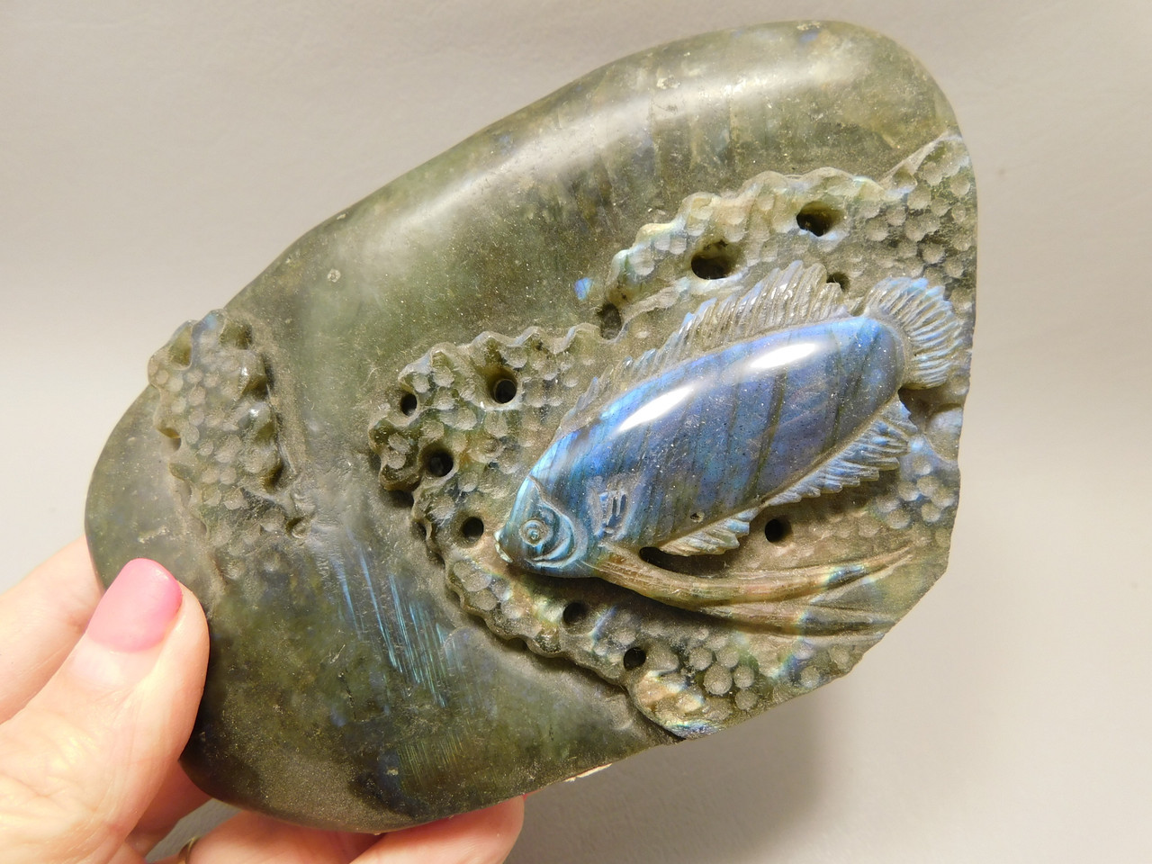 Fish Labradorite Hand Carved 5.25 inch Gemstone Animal #O243