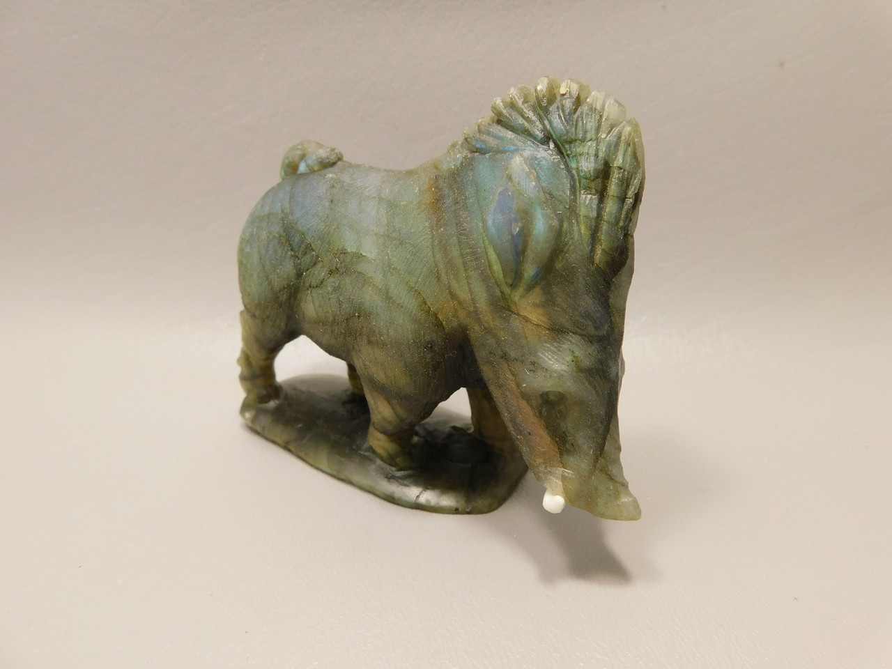 Warthog Figurine Labradorite Hand Carved Stone Animal #O376