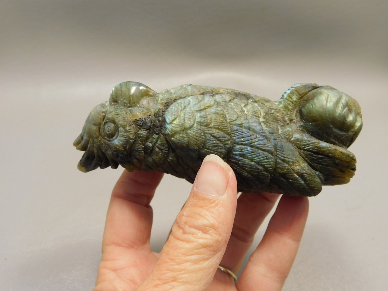 Cockatoo Cockatiel Parrot Bird Labradorite Stone Animal Carving #O1