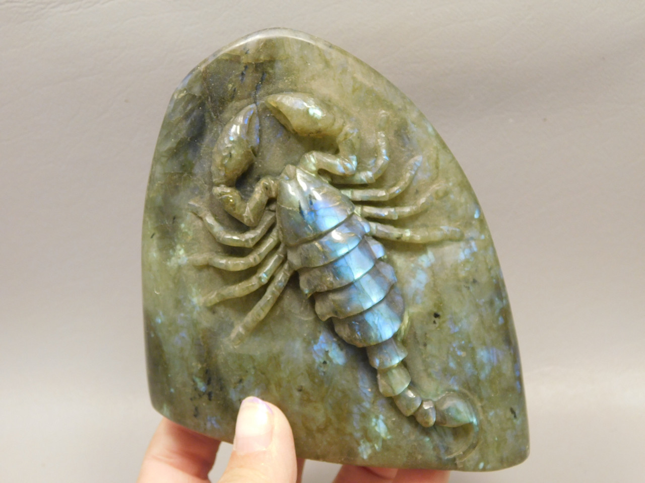 Scorpion Figurine Animal Carving Labradorite Hand Carved Rock #O83