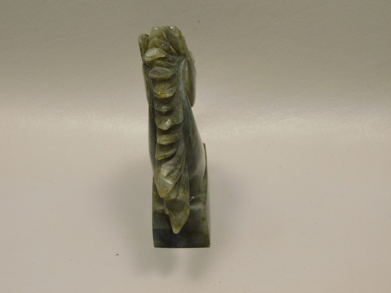 Horse Head Figurine Labradorite Stone Animal 3.9 inch Carving #O220