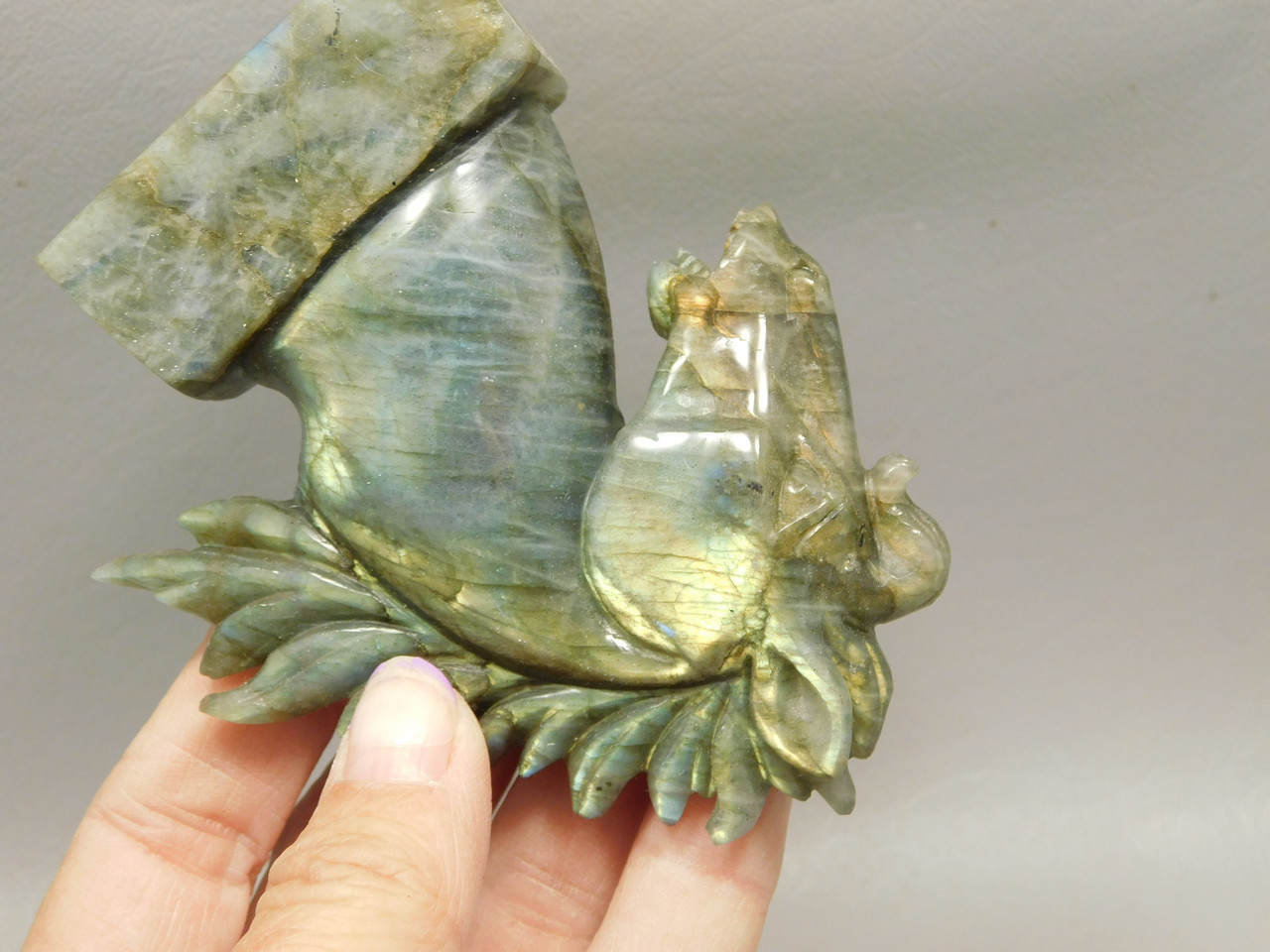 Horse Head Figurine Labradorite Stone Animal 3.9 inch Carving #O220