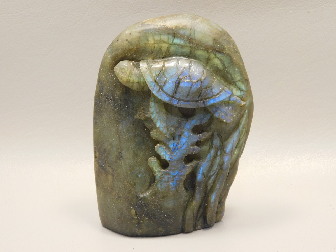 Sea Turtle Figurine Labradorite Carved 4.1 inch Gemstone Carving #O271